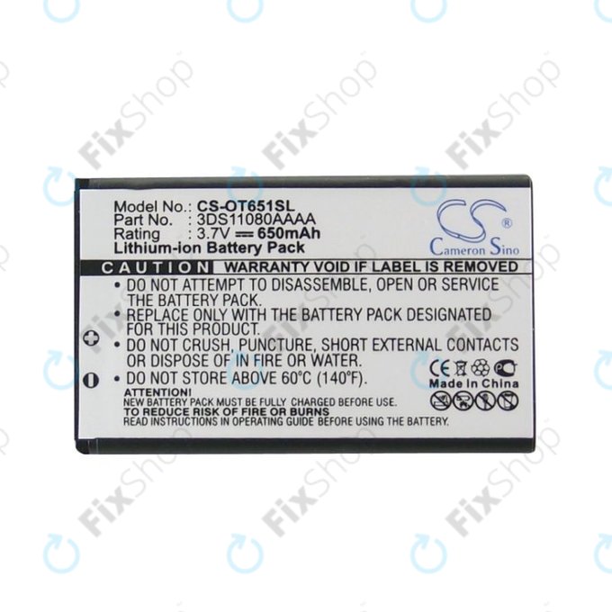 Bateria do Alcatel Lollipops, 650mAh, Li-Ion, 3.7V, 3DS11080AAAA, HQ