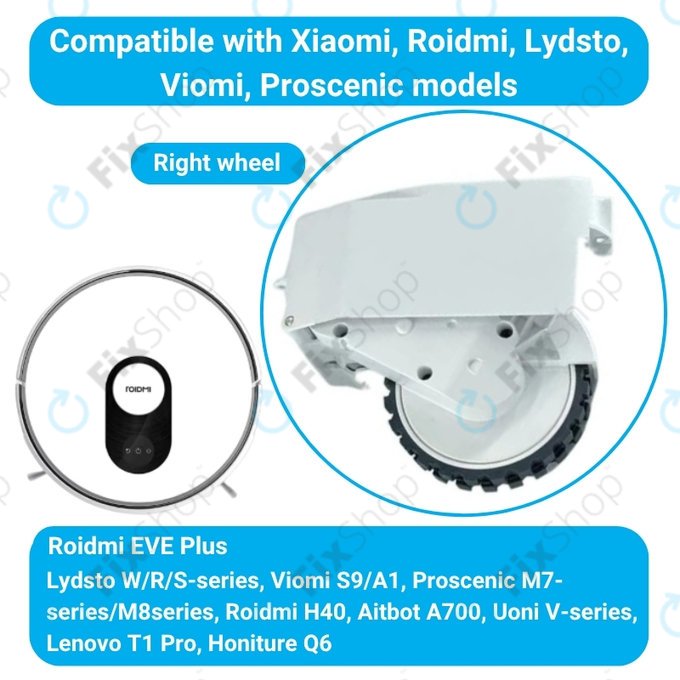 Koło z silnikiem do Xiaomi Viomi S9, Prawy, Biały, White