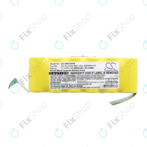 Bateria do iRobot Roomba 500, 600, 700, 800, 900-seria, R3, Scooba 450, Vileda 137173, 11702, GD-Roomba-500, VAC-500NMH-33 Ni-MH 14,4V 2800mAh HQ