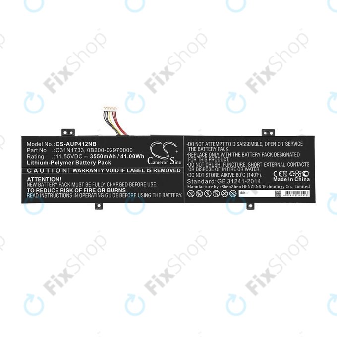 Bateria do Asus VivoBook Flip 14 Tp412fa/ua, 3550mAh, Li-Pol, 11.55V, C31N1733, HQ