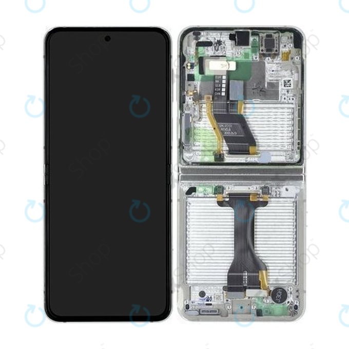 Wyświetlacz do Samsung Galaxy Z Flip 5 F731B, Ekran dotykowy z ramką, Kremowy, Cream, GH82-31827B, Genuine Service Pack
