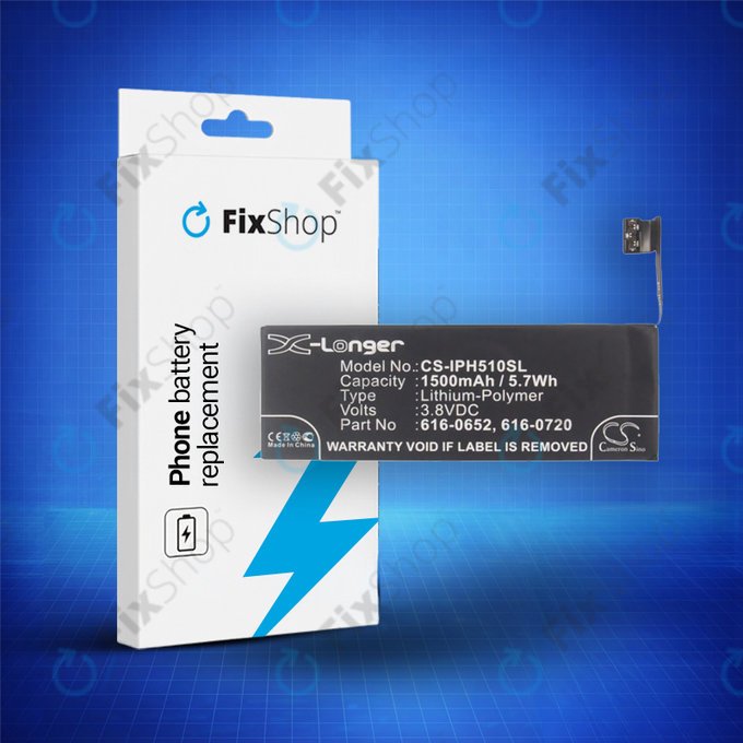 Bateria do iPhone 5S, 5C, 616-0652, 616-0720, 1500mAh, HQ