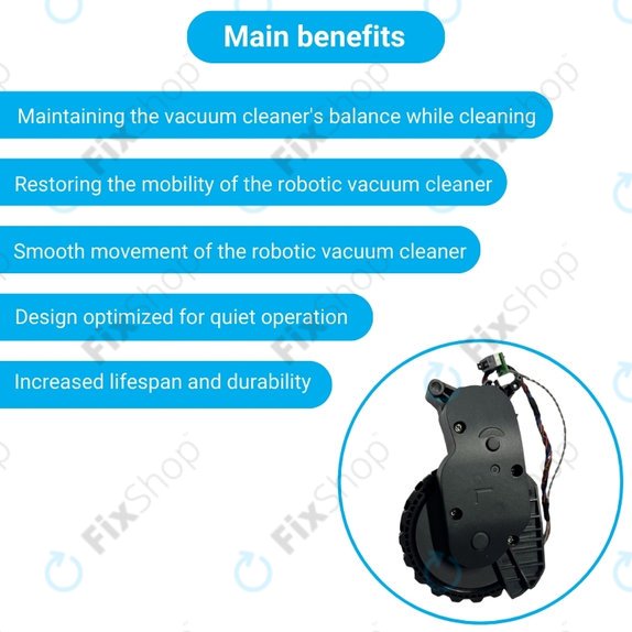 Koło z silnikiem do Xiaomi Roborock S5 Max, S6 Pure, S7, Lewy, Czarny, Black