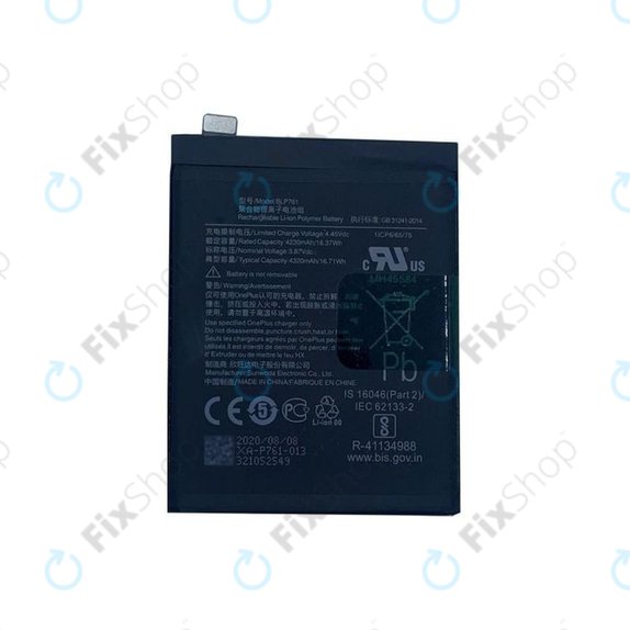 Bateria do OnePlus 8, BLP761, 4300mAh
