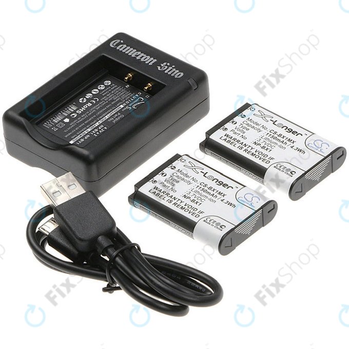 2 μπαταρίες με φορτιστή γιαSony Cyber-shot DSC-RX100, Cyber-shot DSC-WX300B, 1150mAh, Li-Ion, 7.4V, NP-BX1, HQ