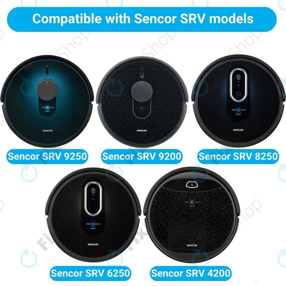 Zestaw części zamiennych do Sencor SRV9250, 9200, 8250, 6250, 4200 (2x Główna szczotka, 4x Filtr, 4x Szczotka boczna, 4x Ściereczka mopująca)
