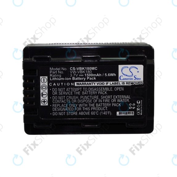 Bateria do Panasonic HDC, HC a SDR, 1500mAh, Li-Ion, 3.7V, VW-VBK180, HQ