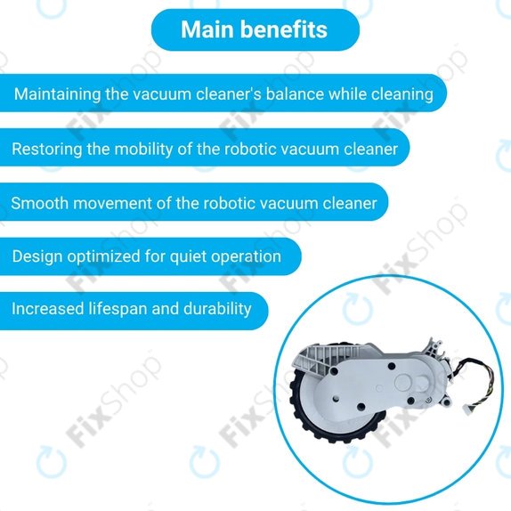 Koło z silnikiem do Xiaomi Mijia E10, E12, Mi Robot Vacuum Mop 2 Lite, 2 Pro, Right, Biały, White