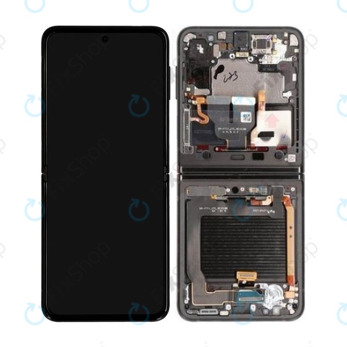 Wyświetlacz do Samsung Z Flip 3 F711B, Ekran dotykowy z ramką, GH82-26273A, GH82-27243A, GH82-27244A, Phantom Black, Genuine Service Pack