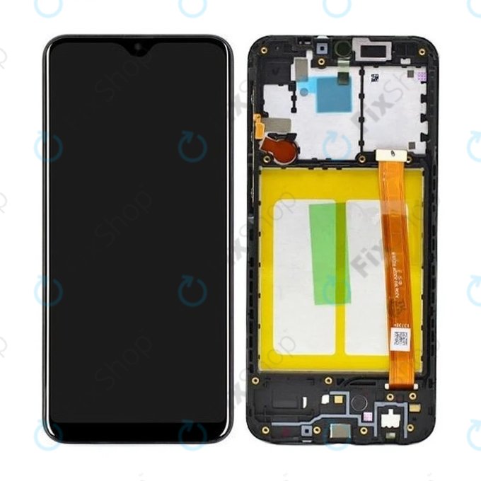 Wyświetlacz do Samsung A20e A202F, Ekran dotykowy z ramką, GH82-20229A, GH82-20186A, Czarny, Black, Genuine Service Pack