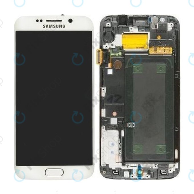 Wyświetlacz do Samsung S6 Edge G925F, Ekran dotykowy z ramką, GH97-17162B, GH97-17317B, GH97-17334B, White Pearl, Genuine Service Pack