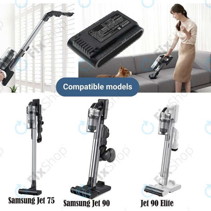 Bateria do Samsung Jet 75, 75 Multi, 75 Premium, VS70, 90, VS9000, VCA-SBT90, VCA-SBT90E, DJ96-00221A, Li-Ion, 21,6V 2000mAh, HQ
