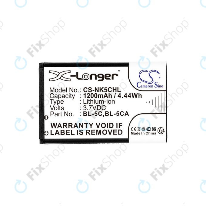 Bateria do Nokia 1208, 1110, 2310, 1200mAh, Li-ion, 3.7V, BL-5C, HQ