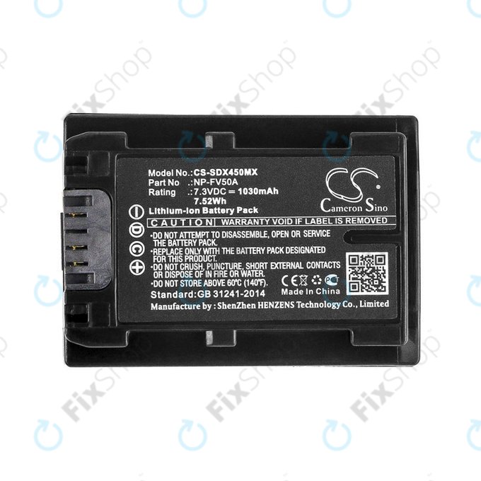 Bateria do Sony FDR-AX33, 40, 45, 53, 60, 700, P33, HDR-CX450, 625, 1030mAh, Li-Ion, 7.3V, NP-FV50A, HQ