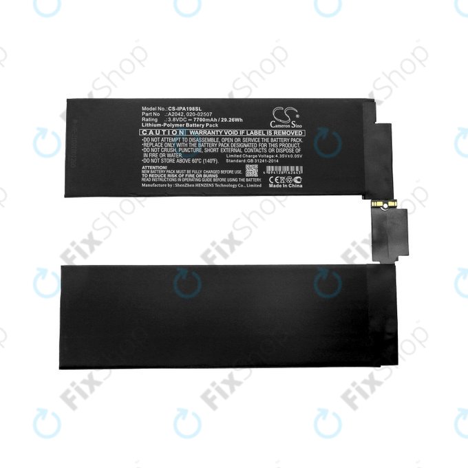 Bateria do iPad Pro 11.0" 1. Gen 2018, A2042, 020-02507, 7700mAh, HQ