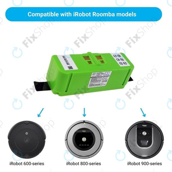 Bateria do iRobot Roomba 600, 800, 900-seria, 4502233, 4374392, 2130LI, Li-Ion, 14,4V 5200mAh, HQ