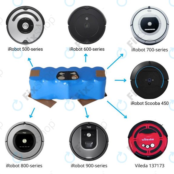 Bateria do iRobot Roomba 500, 600, 700, 800, 900-seria, R3, Scooba 450, Vileda 137173, 11702, GD-Roomba-500, VAC-500NMH-33, Ni-MH, 14,4V 4500mAh