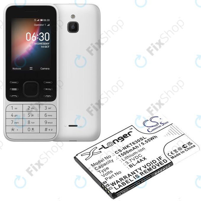 Bateria do Nokia 6300 4G, Nokia 8000 4G, 1500mAh, Li-Ion, 3.7V, BL-4AX, HQ