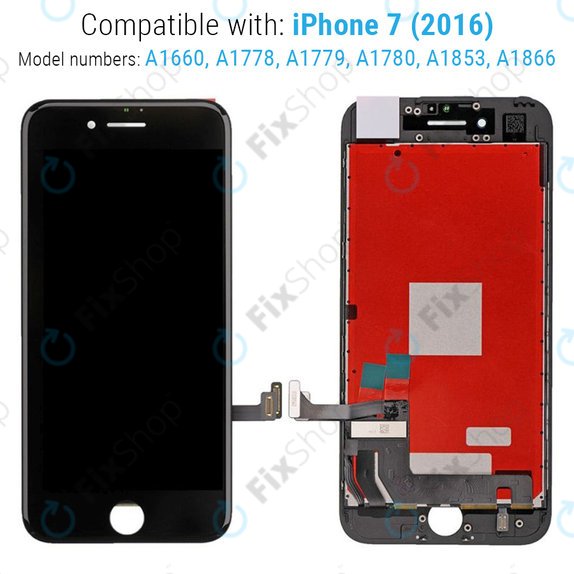 Wyświetlacz dla iPhone 7, Black, Ekran dotykowy z ramką, Refurbished