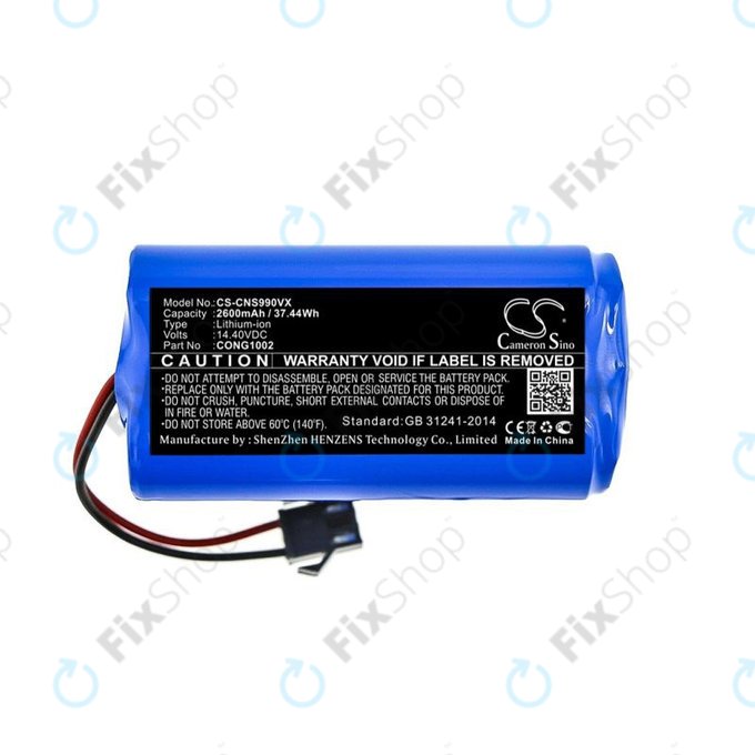 Bateria do Cecotec Conga 900, 1000, 2000, 5000-seria, Excellence 990, Mamibot ExVac 600, 800-seria, Neatsvor X500, CONG1002, Li-Ion, 14,4V 2600mAh, HQ
