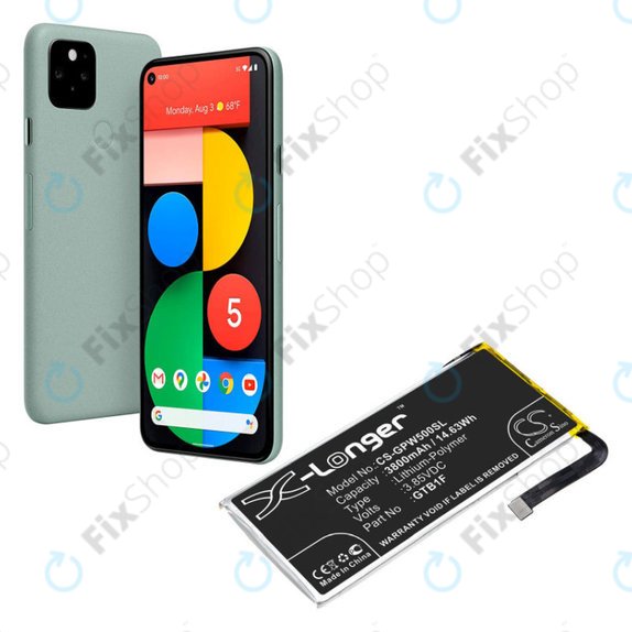 Bateria dla Google Pixel 5, 3800mAh, Li-Pol, 3.85 V, GTB1F, HQ
