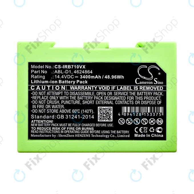 Bateria do iRobot Roomba e-seria, i-seria, ABL-D1, 4624864, ABL-D2, Li-Ion, 14,4V 3400mAh, HQ
