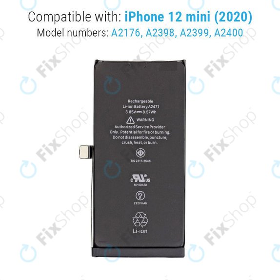 Bateria dla iPhone 12 Mini, 2227mAh, A2471, Service Pack