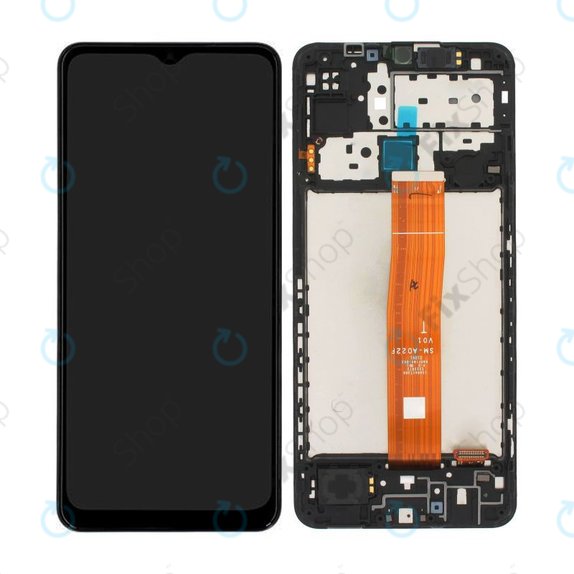 Wyświetlacz do Samsung M12 M127F, Ekran dotykowy z ramką, GH82-25042A, GH82-25043A, Czarny, Black, Genuine Service Pack