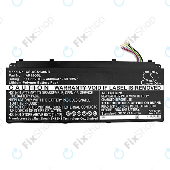 Bateria do Acer Aspire S13, Chromebook R13, 4600mAh, Li-Pol, 11.55V, AP15O3K, HQ