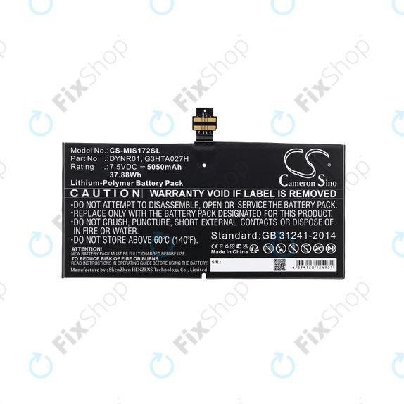 Bateria do Microsoft Surface Pro 4, 5050mAh, Li-Pol, 7.5V, DYNR01, HQ