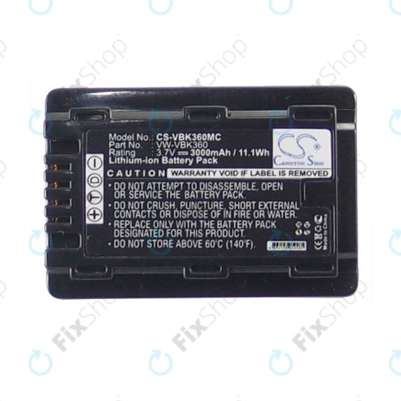Bateria do Panasonic HC, HDC, SDR, 3000mAh, Li-Ion, 3.7V, VW-VBK360, HQ