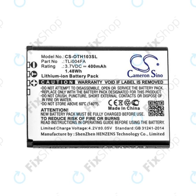 Bateria do Alcatel OneTouch 1013, 1035D, 1046D, 400mAh, Li-Ion, 3.7V, TLi004FA, HQ