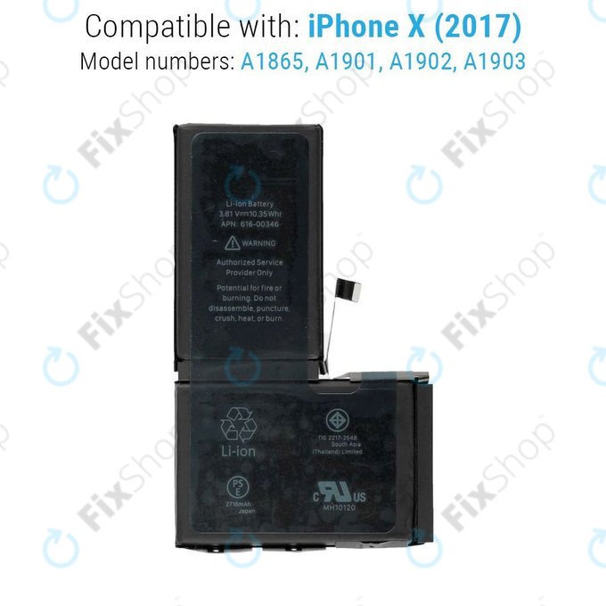 Bateria dla iPhone X, 2716mAh, FixPremium