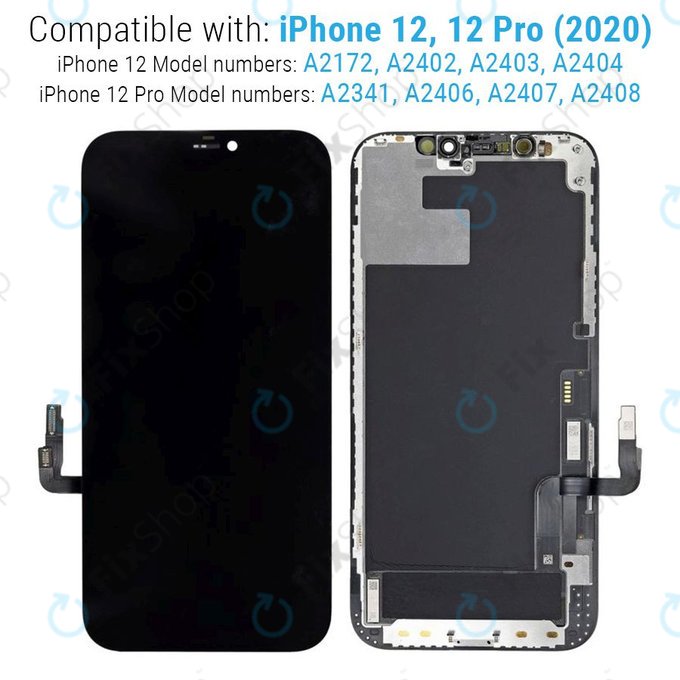 Wyświetlacz Hard OLED dla iPhone 12, 12 Pro, Ekran dotykowy z ramką, FixPremium