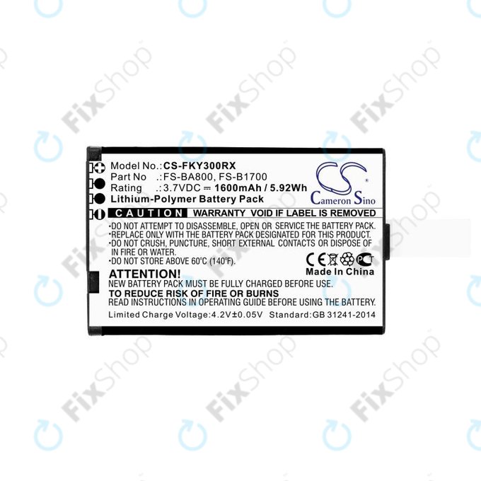 Bateria do Flysky FA605, FS-GT2B, FS-I10, 1600mAh, Li-Pol, 3.7V, FS-BA800, HQ