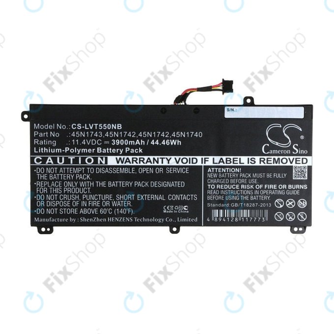 Bateria do Lenovo ThinkPad T550, T560, W550, 3900mAh, Li-Pol, 11.4V, 45N1743, HQ