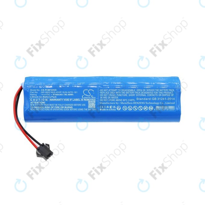 Bateria do Xiaomi EVA, EVE Plus, Viomi S9, Lenovo T1 Pro, Lydsto R1, R1 Pro, S1, S1 Pro, NR18650 M26-4S2P, SUN-INTE-181, H18650CH-4S2P, Li-Ion, 14,4V 6700mAh, HQ