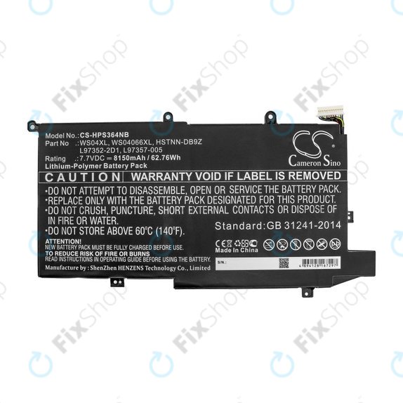 Bateria do HP Spectre X360 14-EA0002NI, X360 14-EA0002NX, 8150mAh, Li-Pol, 7.7V, WS04XL, HQ