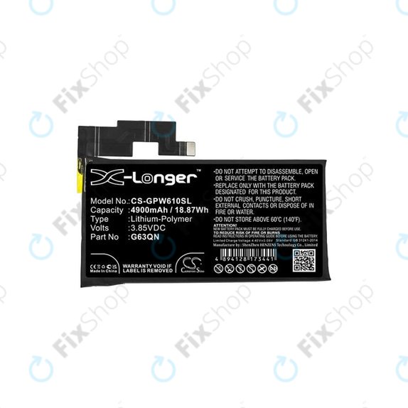 Bateria do Google Pixel 6 Pro, G63QN, 4900mAh, HQ