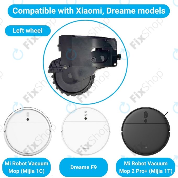 Koło z silnikiem do Xiaomi Dreame F9, Mi Robot Vacuum Mop (Mijia 1C), 2 Pro+ (Mijia 1T), Left, Czarny, Black