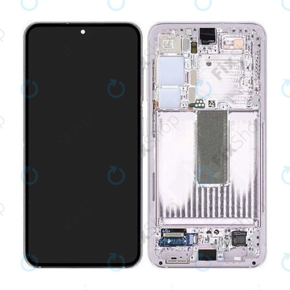 Wyświetlacz do Samsung S23 S911B, Ekran dotykowy z ramką, Lawendowy, Lavender, GH82-30481D, GH82-30480D, Genuine Service Pack