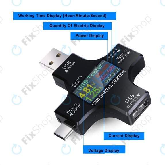 Cyfrowy tester USB z USB C i USB 3.0, Eversame 2w1
