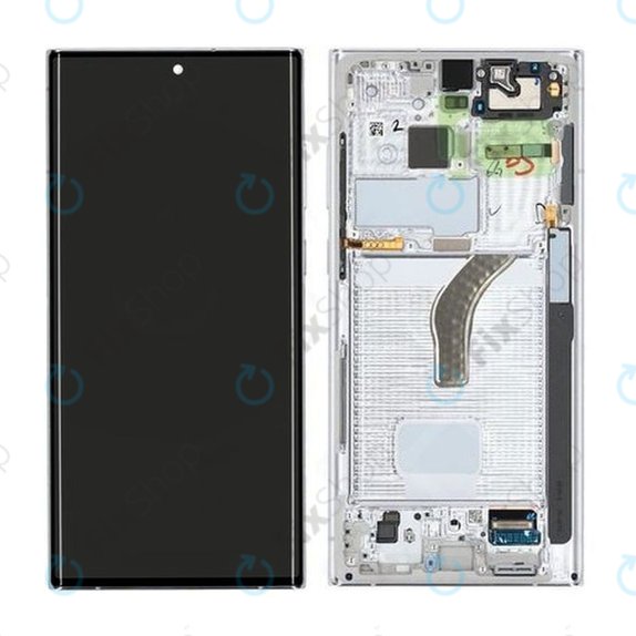 Wyświetlacz do Samsung S22 Ultra S908B, Ekran dotykowy z ramką, GH82-27488C, GH82-27489C, Phantom White, Genuine Service Pack