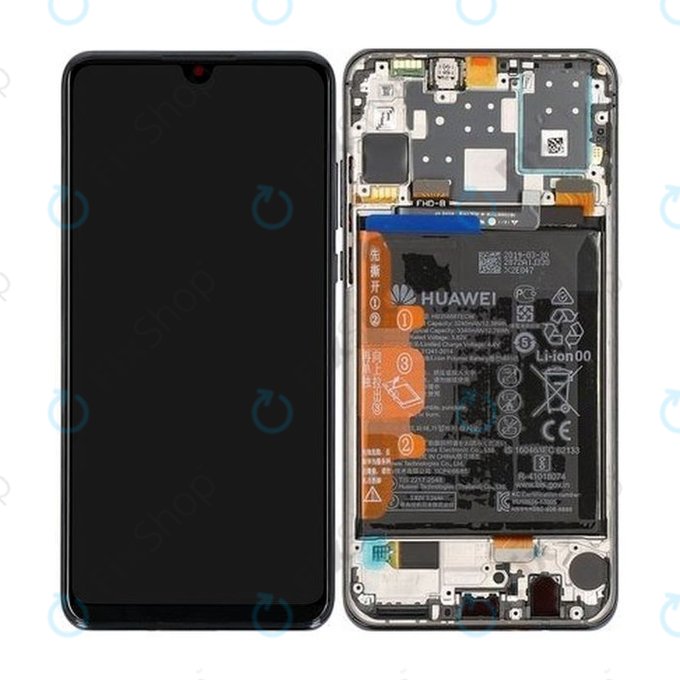 Wyświetlacz do Huawei P30 Lite (2020), Ekran dotykowy z ramką i baterią, 02353FPX, 02353DQU, Midnight Black, Genuine Service Pack