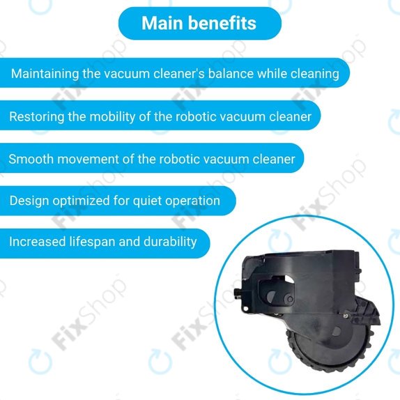 Koło z silnikiem do Xiaomi Dreame F9, Mi Robot Vacuum Mop (Mijia 1C), 2 Pro+ (Mijia 1T), Right, Czarny, Black