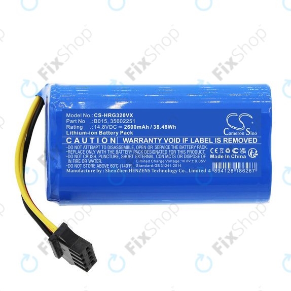 Bateria do Hoover HGO31, HGO32, HGO33, 2600mAh, Li-Ion, 14.8V, B015, HQ