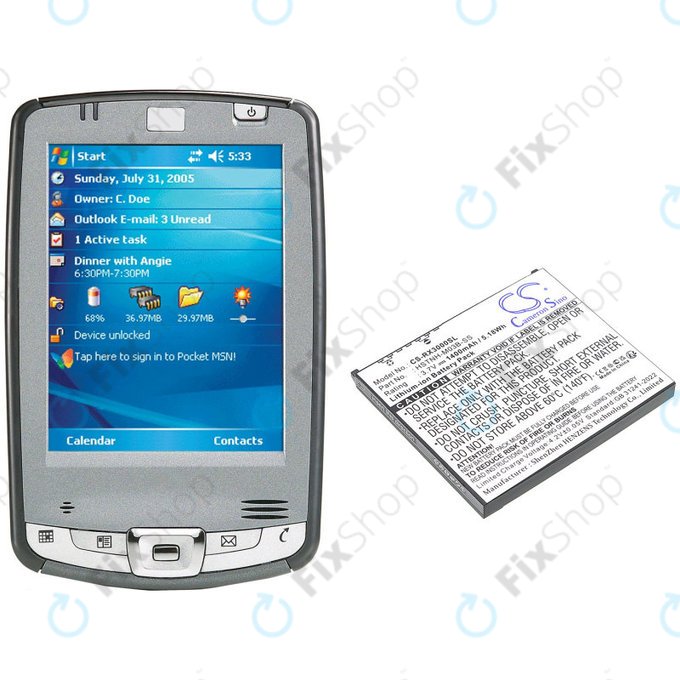 Bateria do HP Compaq iPAQ rx3000, rx3115, rx3700, hx2110, hx2790, 1400mAh, Li-Ion, 3.7V, HSTNH-M03B-SS, HQ