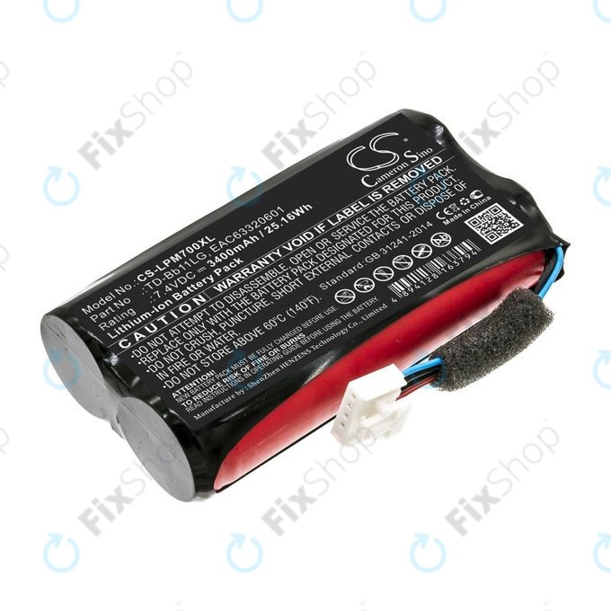 Bateria do LG Music Flow P7, Xboom Go PK7, 3400mAh, Li-Ion, 7.4V, TD-Bb11LG, HQ