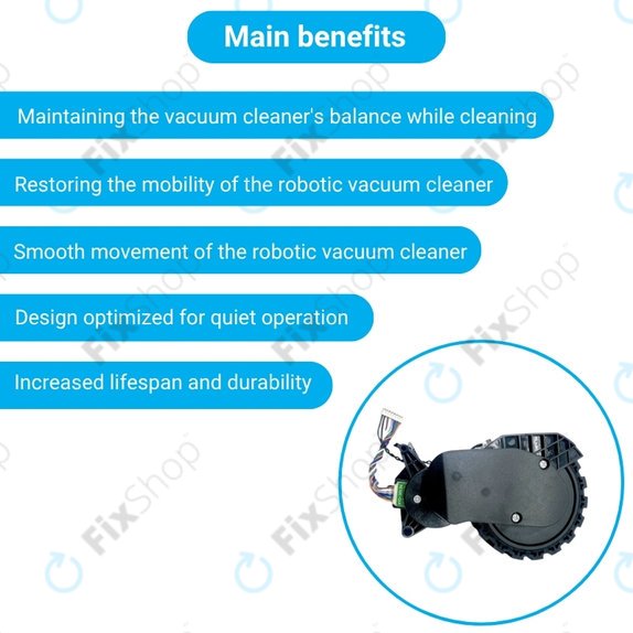 Koło z silnikiem do Xiaomi Robot Vacuum X20, S10, Dreame X30, X20, X10 Pro, Left, Czarny, Black