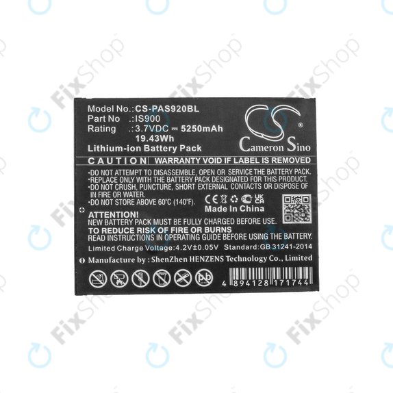Bateria do Pax A920, A920c, 5250mAh, Li-Ion, 3.7V, IS900, HQ